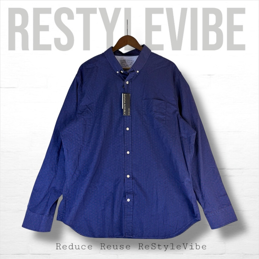 BANANA REPUBLIC Men’s Size XXL Shirt Button Down Long Sleeve Grant Slim Poplin